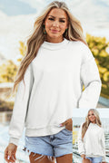Red Dahlia Oversize Drop Shoulder Reversible Mock Neck Sweatshirt