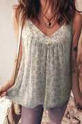 Apricot Boho Floral Spaghetti Straps Tank Top