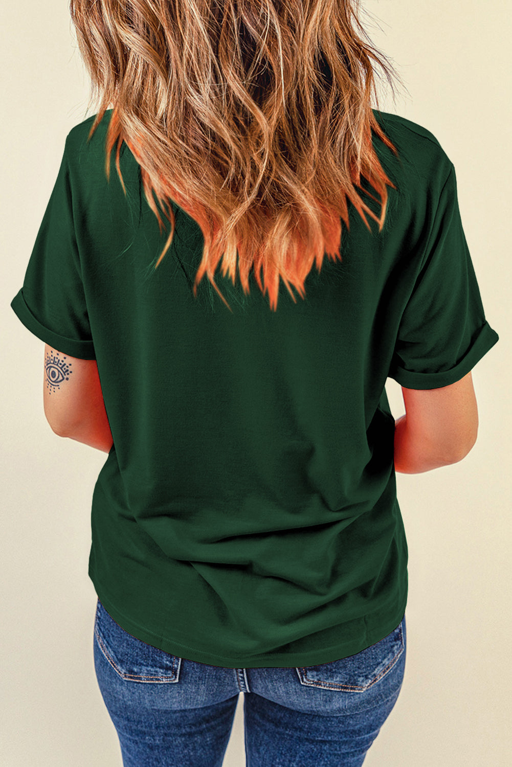 Dark Blue Casual Plain Crew Neck Tee