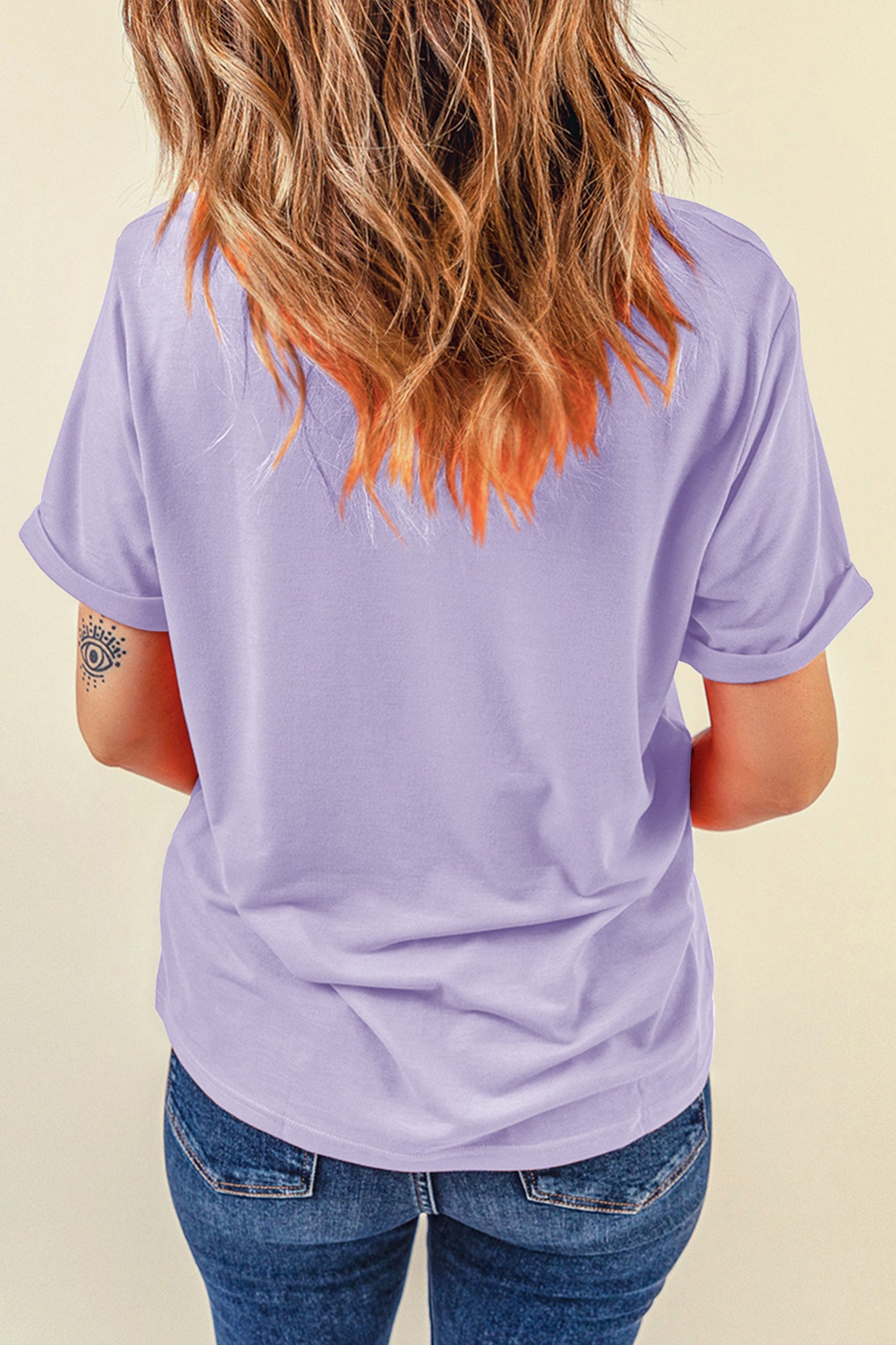 Dark Blue Casual Plain Crew Neck Tee