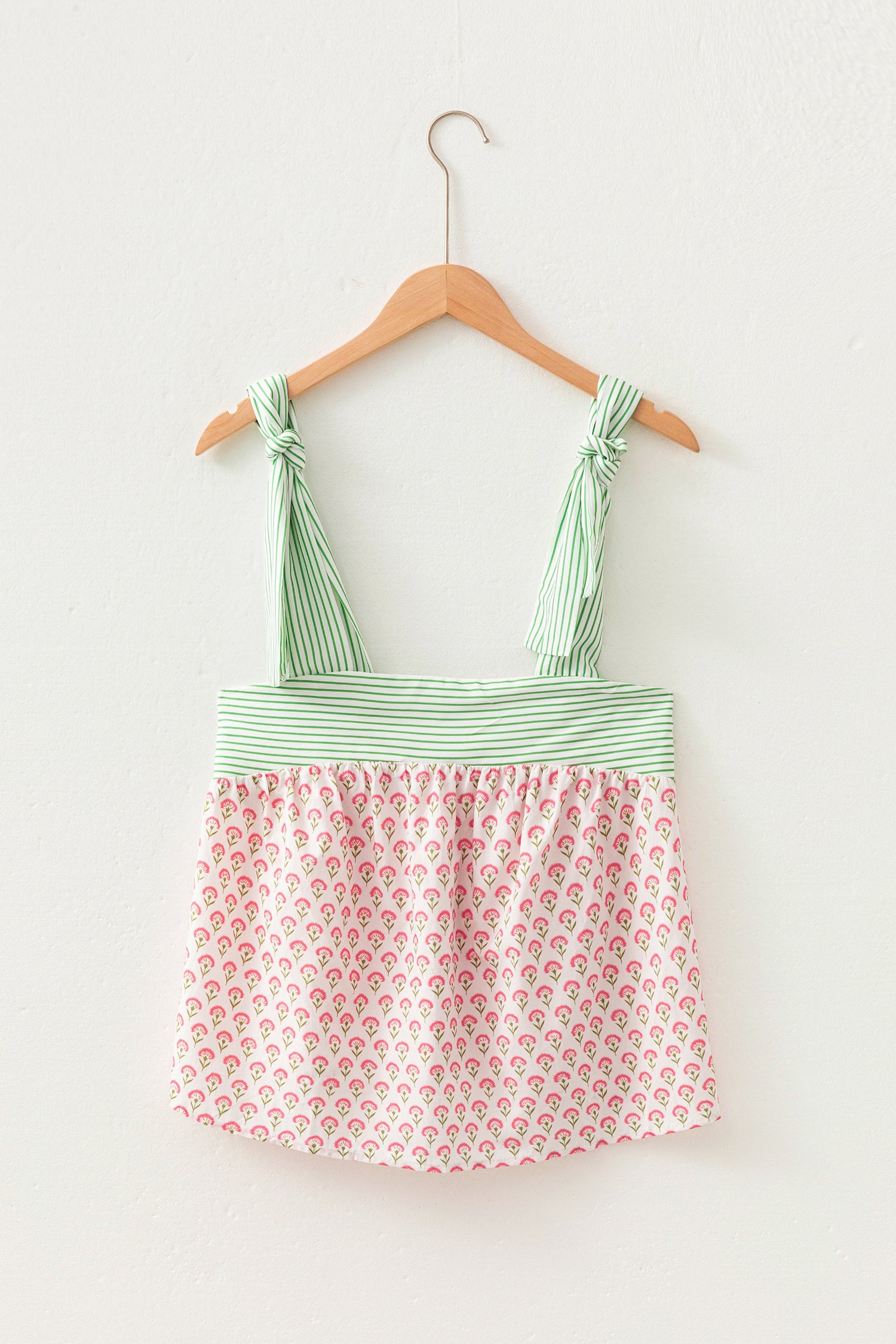 Pink Fashion Printed Knot Straps Babydoll Tank Top