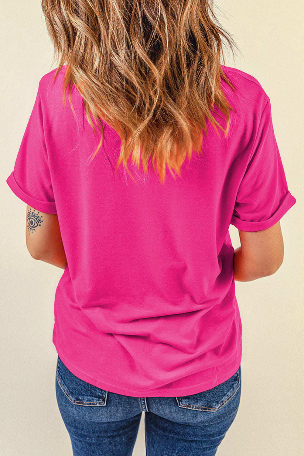 Dark Blue Casual Plain Crew Neck Tee