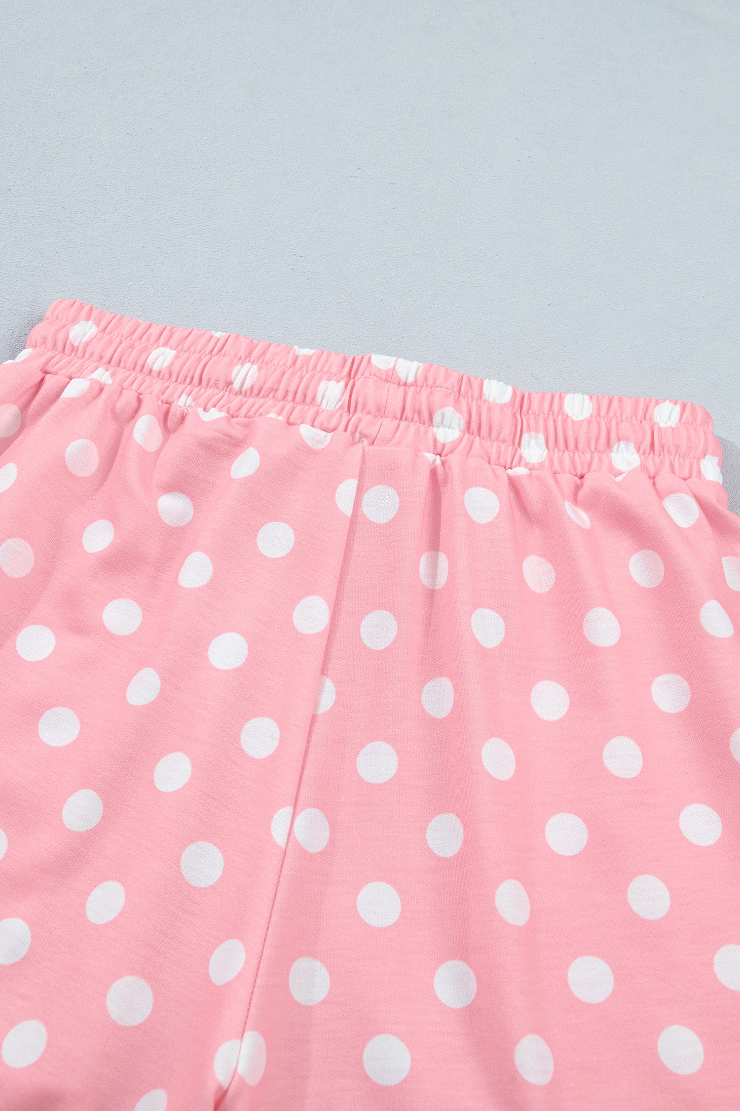 Beige Polka Dot Oversized Top Drawstring Short Set