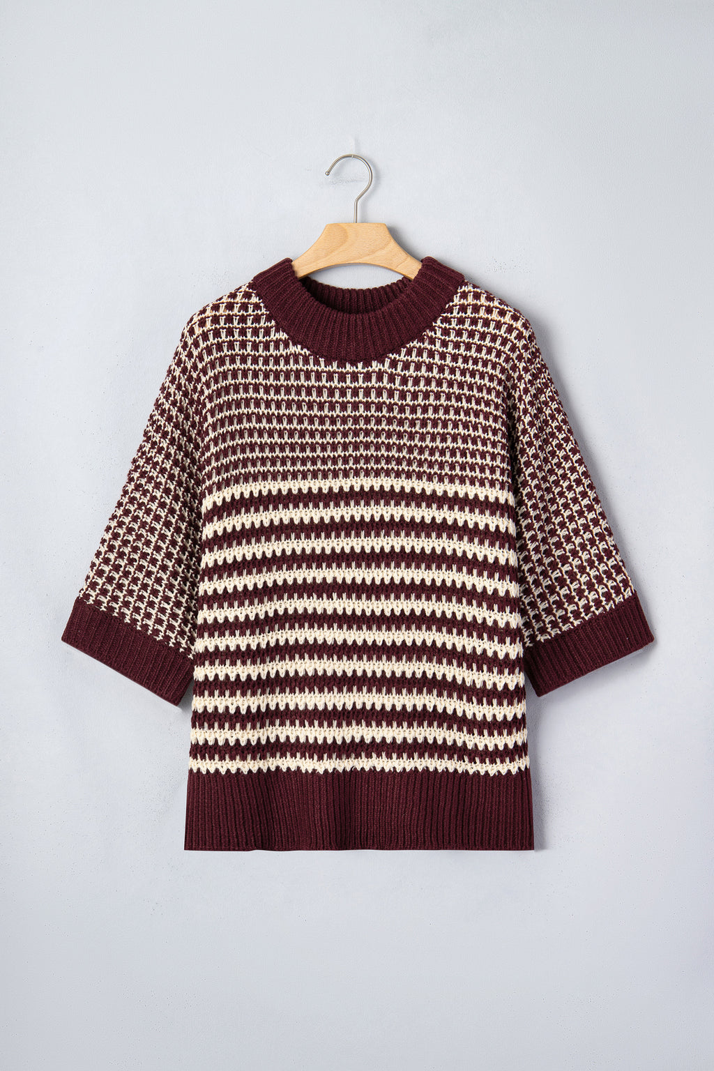 Red 3/4 Draped Sleeve Slouchy Sweater