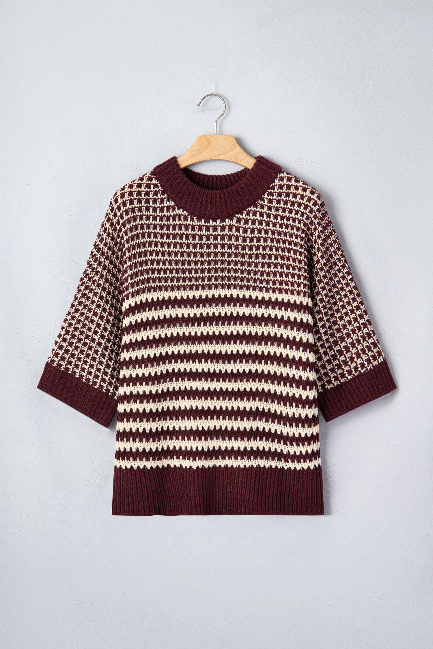 Red 3/4 Draped Sleeve Slouchy Sweater