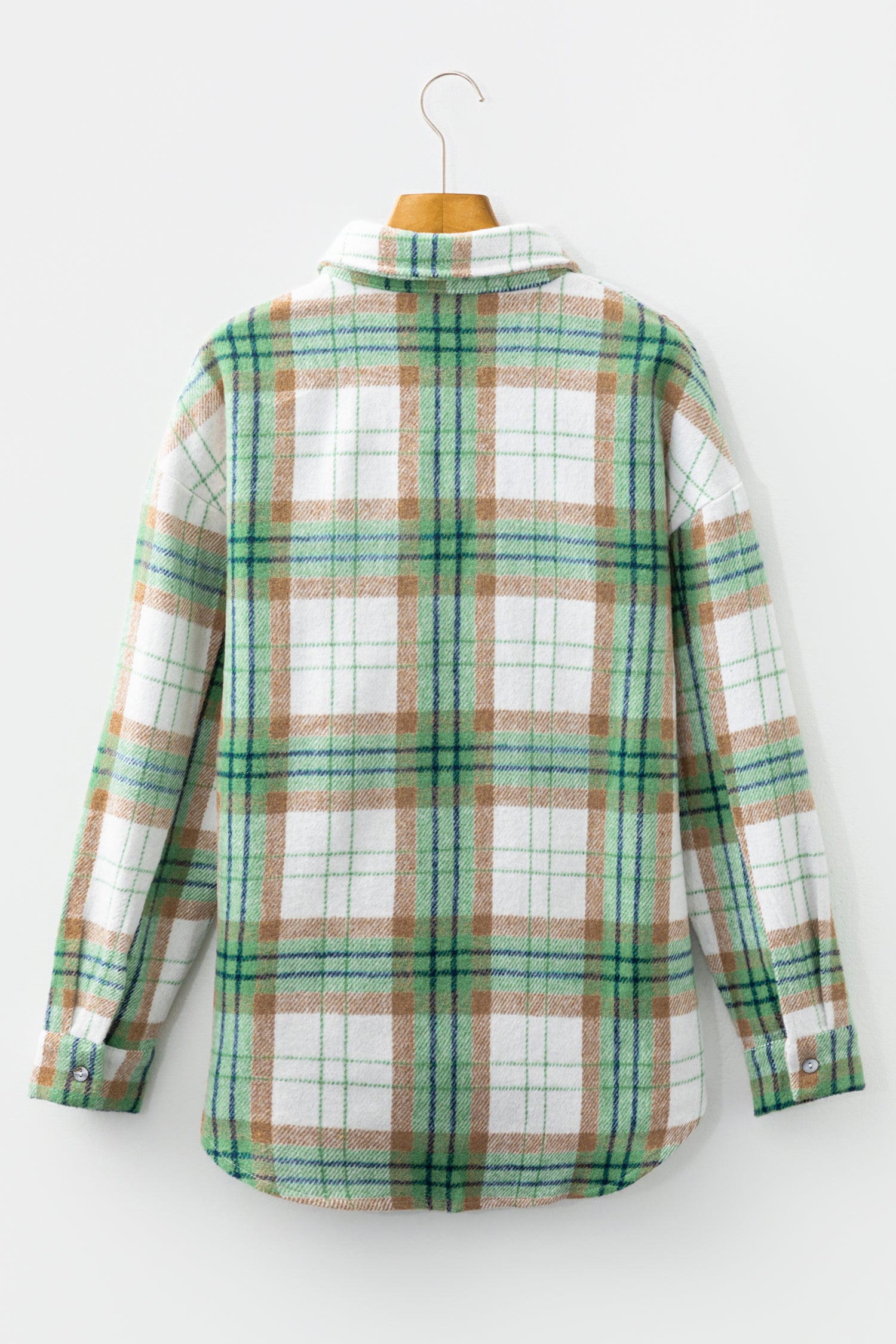 Khaki Christmas Plaid Casual Flannel Shacket