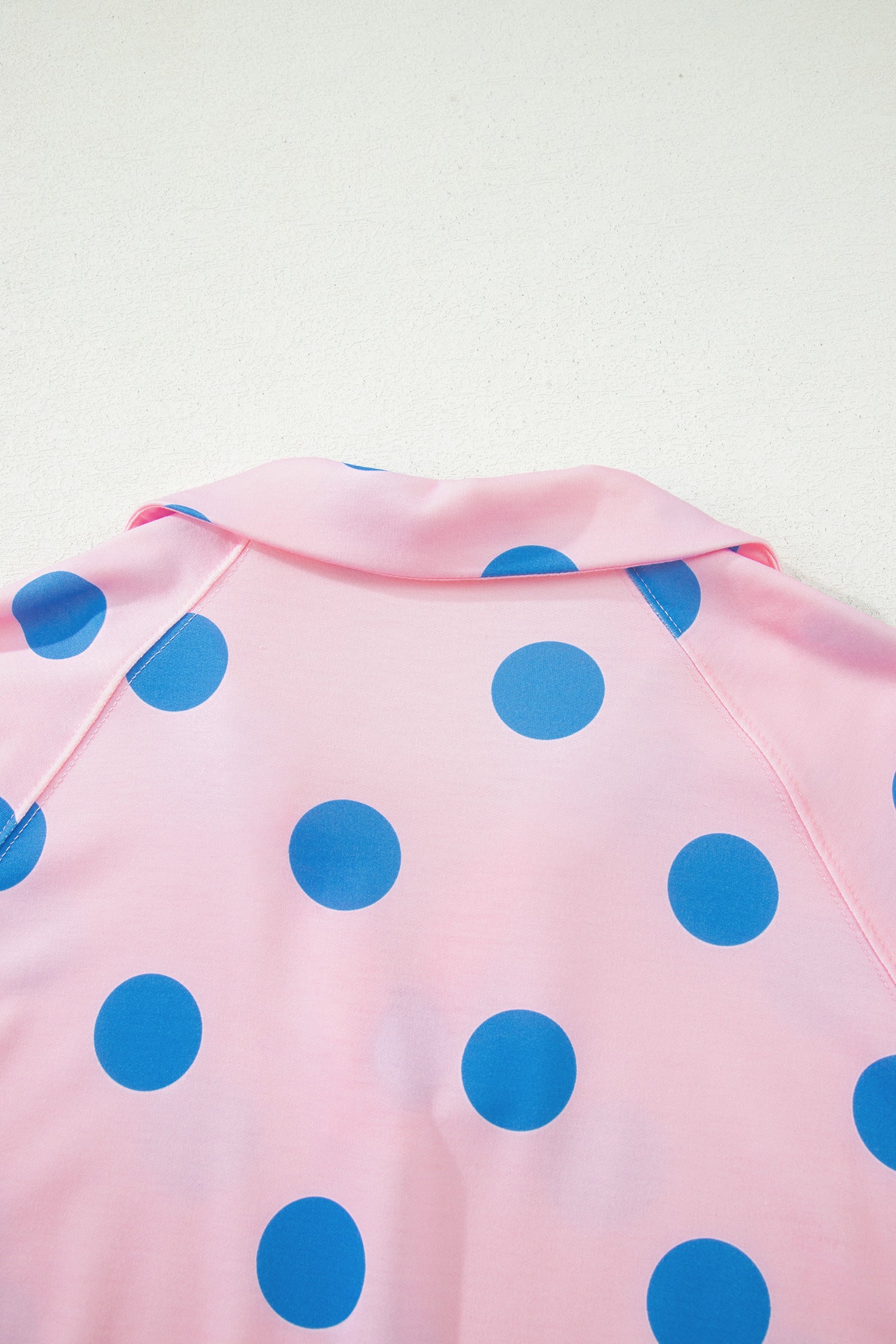 Green Polka Dot Print V Neck Tee Short Set