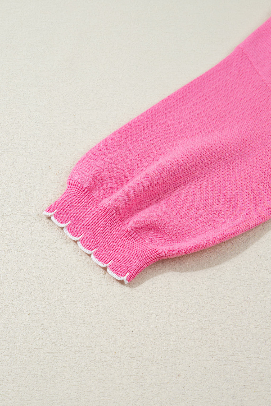 Sachet Pink Big Ribbon Bow Print Contrast Stitch Trim Drop Shoulder Sweater