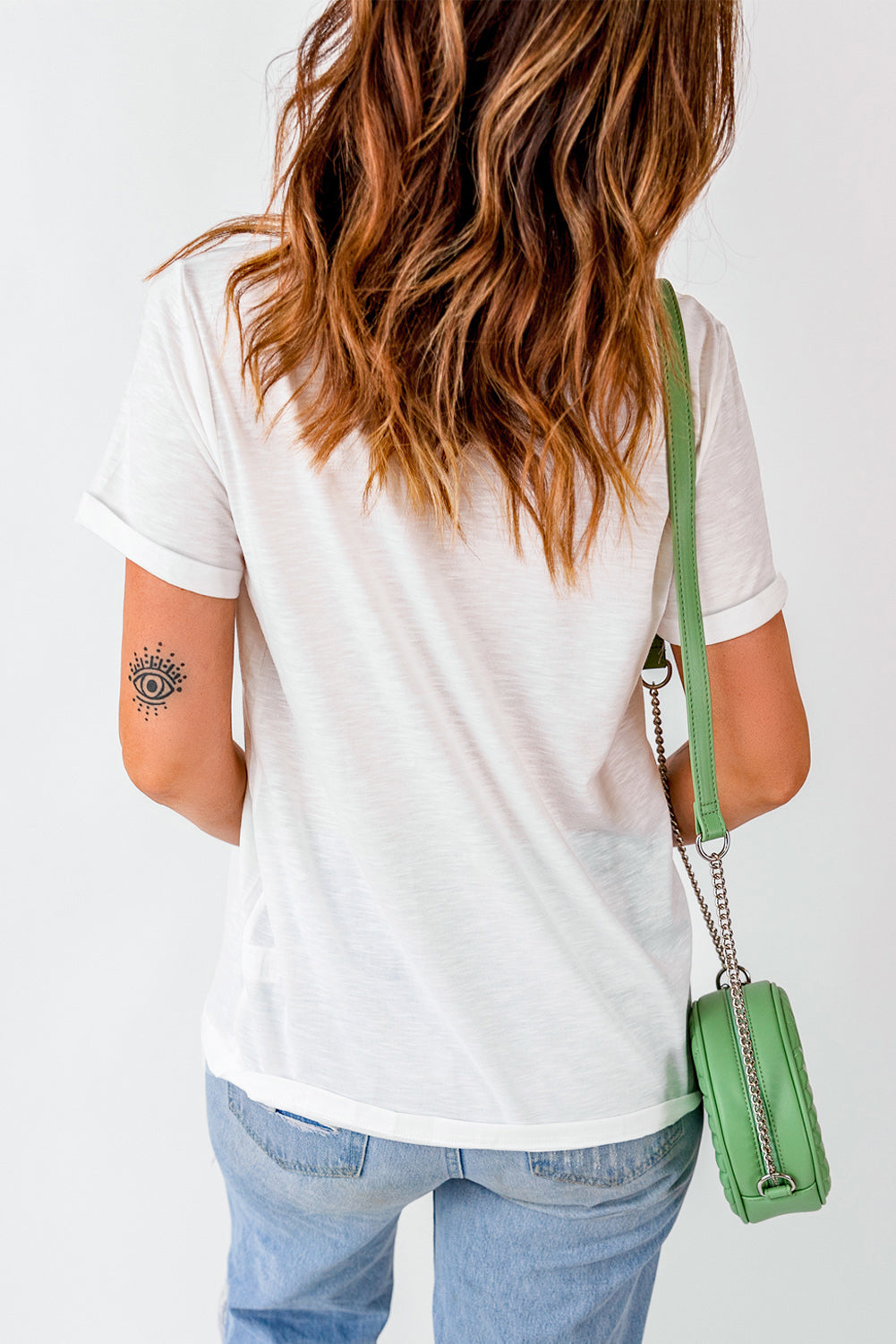 White Bunny Embroidered Bow Graphic Tee