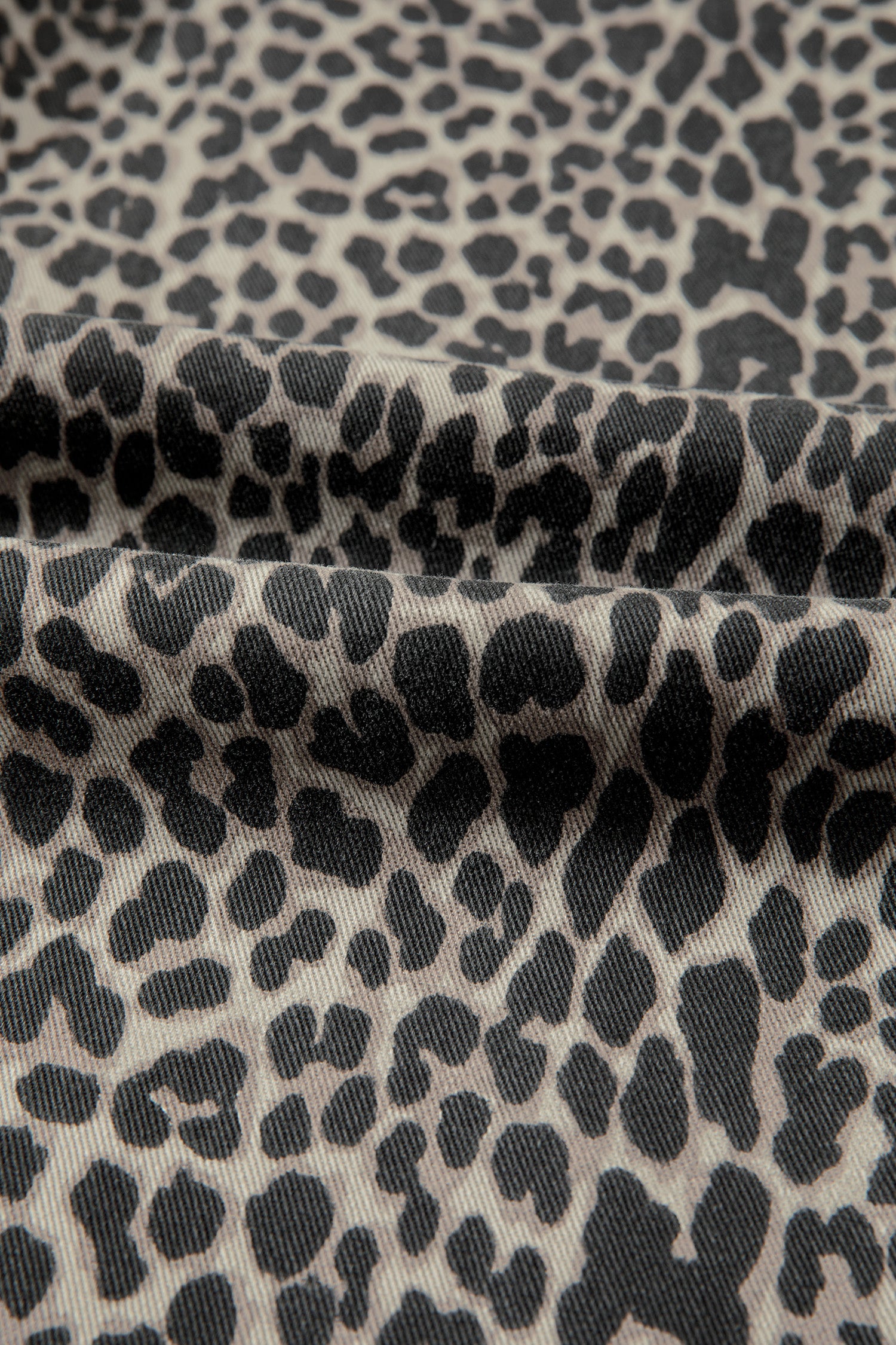 Black Leopard Print Wide Leg High Waist Jeans