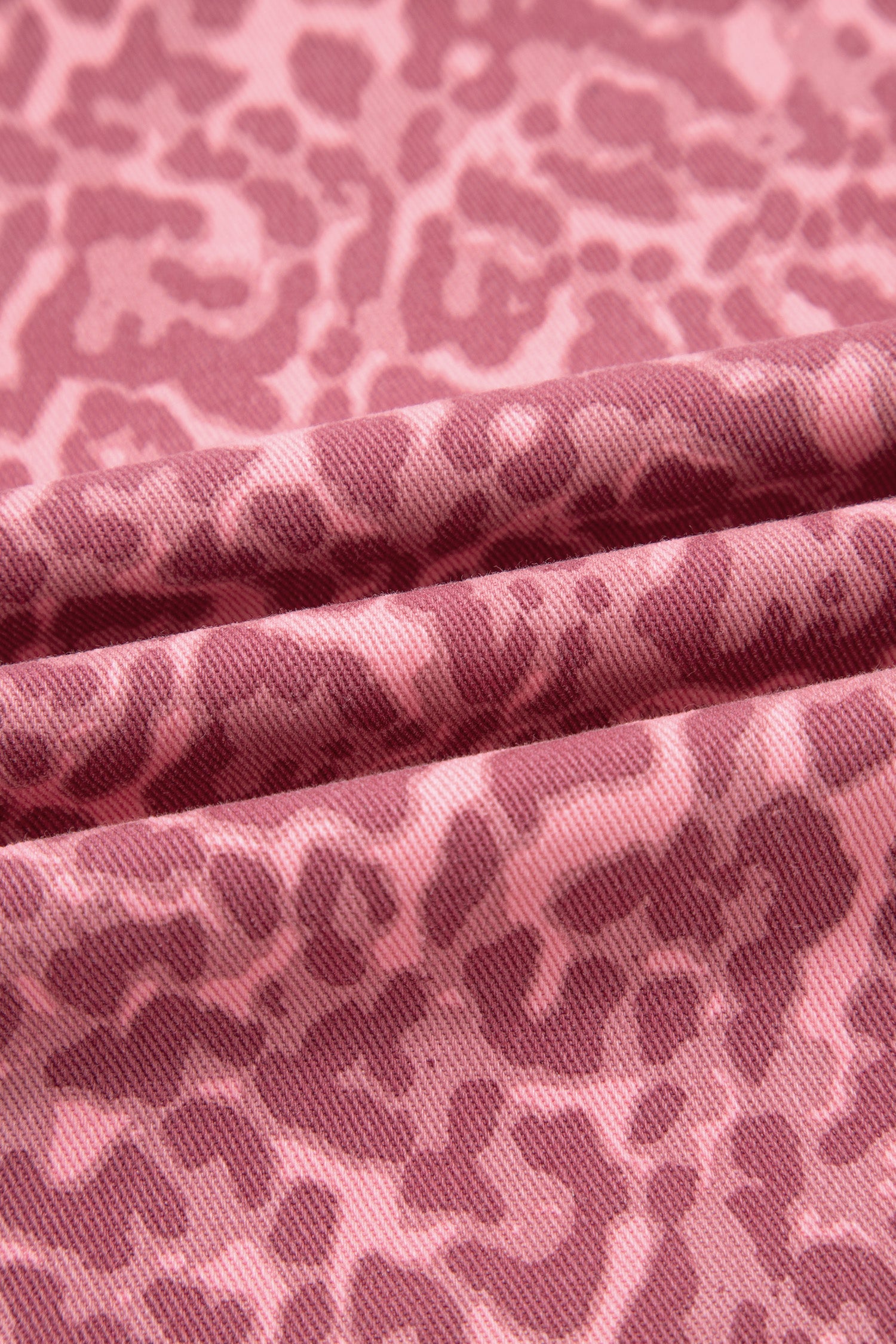 Rose Leopard Frayed Edge Wide Leg High Waist Jeans