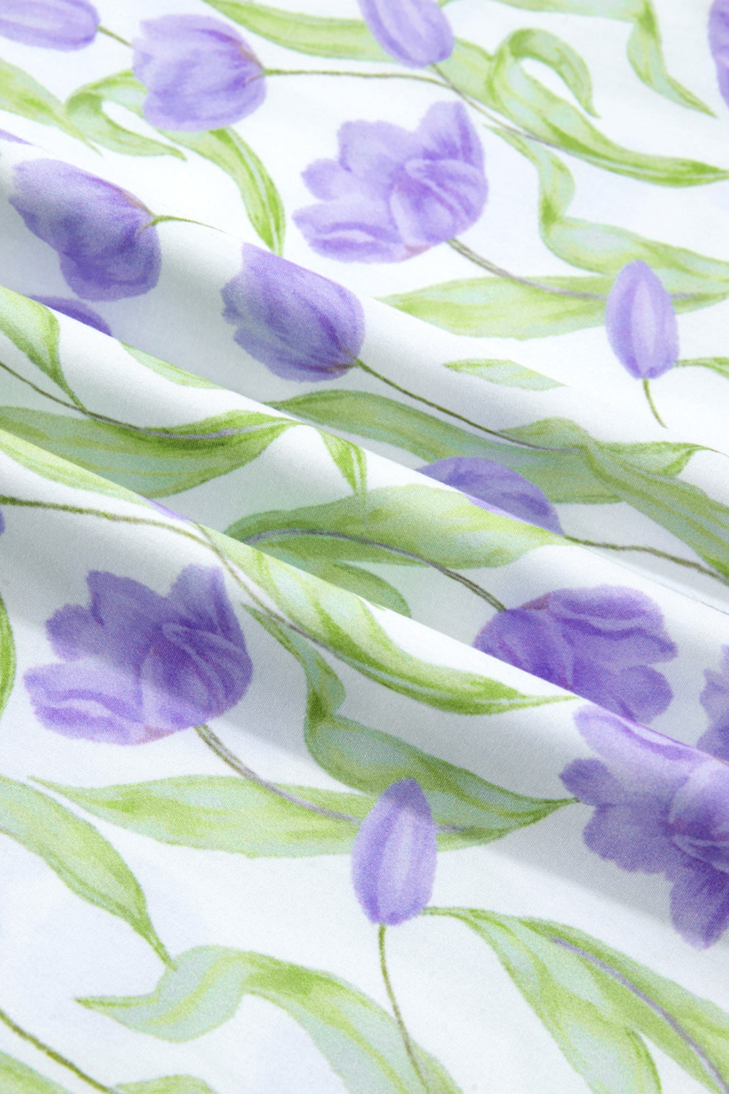 Purple Tulip Floral Print Contrast Trim Midi Dress