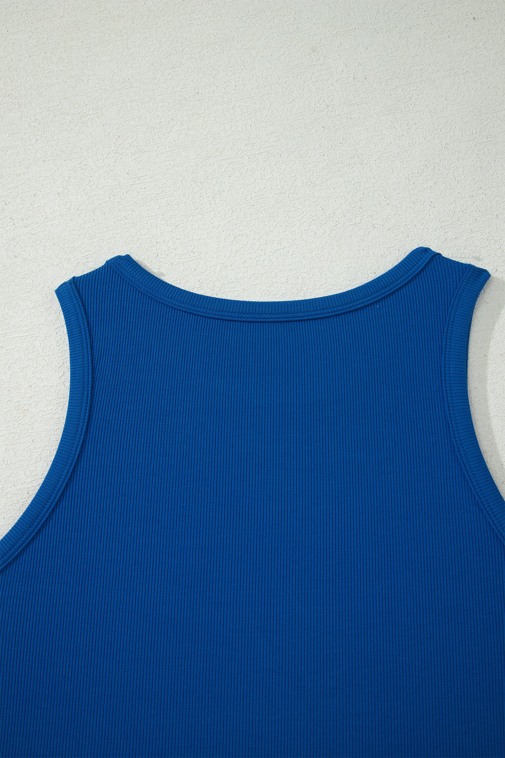 Mist Blue Ribbed Slim Tank Pocketed Wide Leg Shorts Set