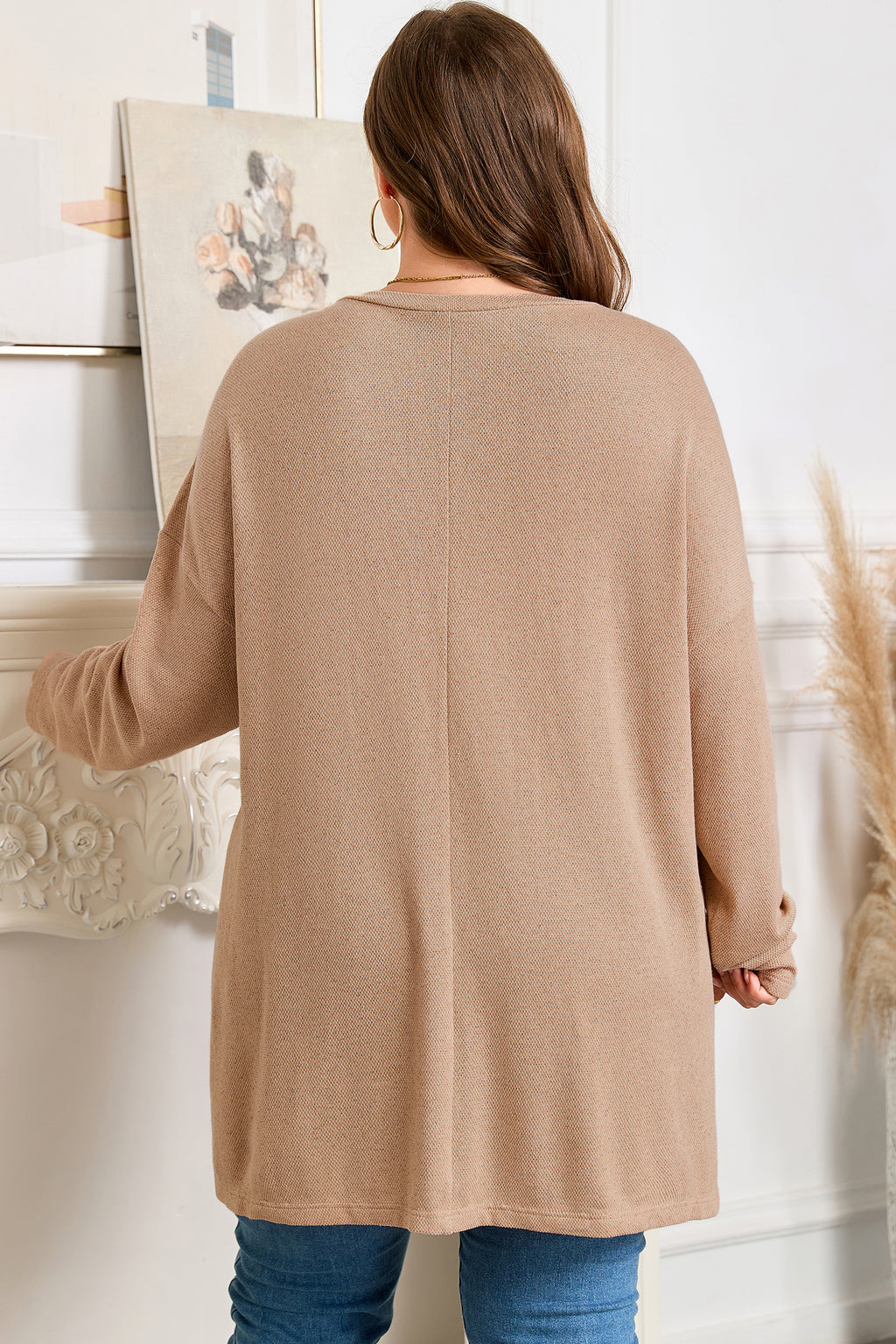 Parchment Plus Size Drop Shoulder Knit Tunic Top