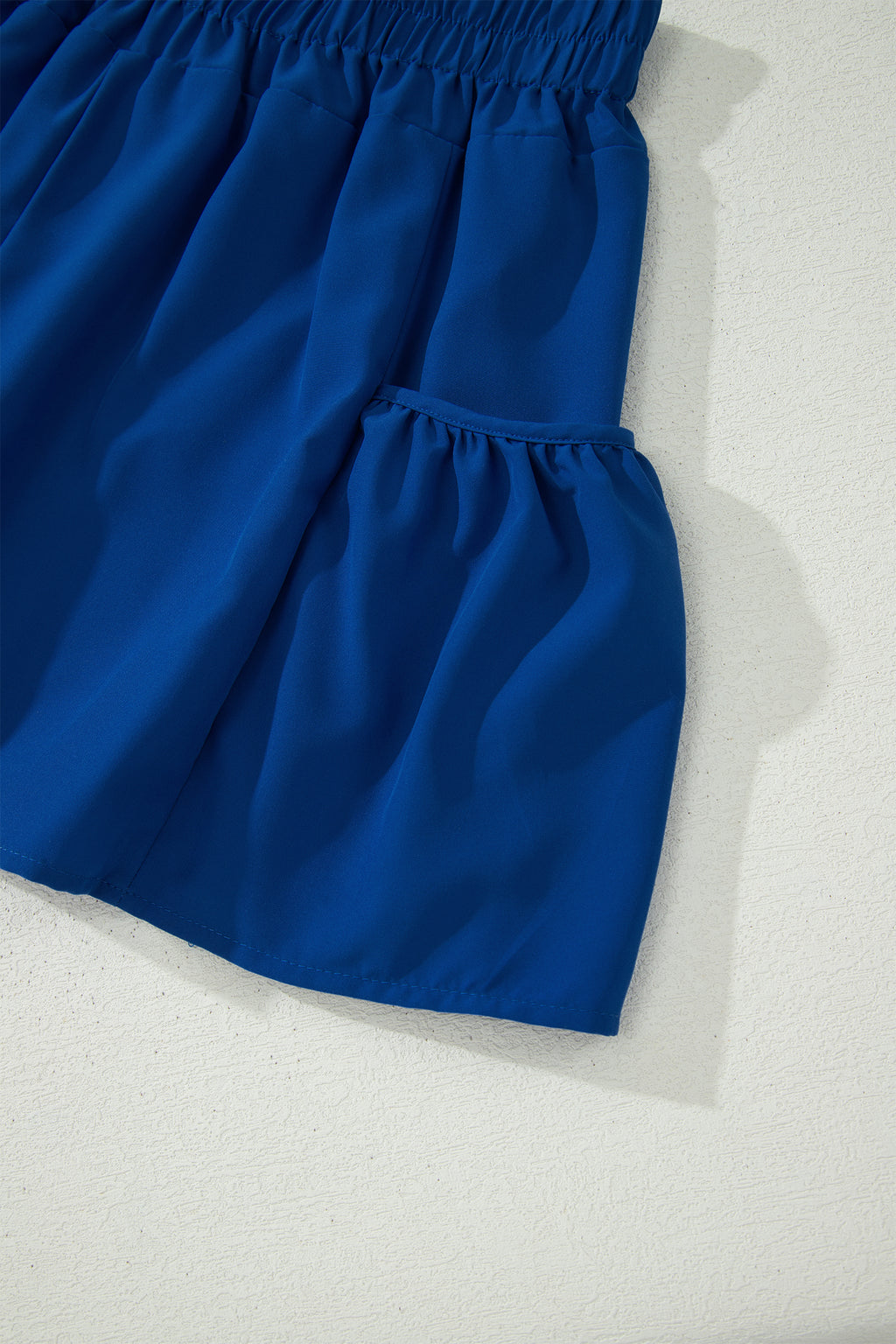 Mist Blue Ribbed Slim Tank Pocketed Wide Leg Shorts Set