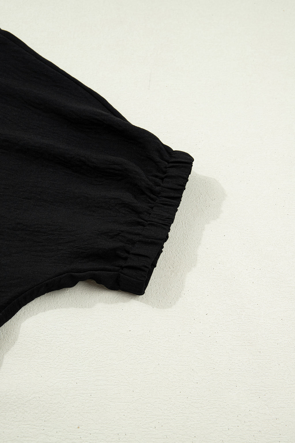 Black Dolman Half Sleeve Leopard Patchwork Trim V Neck Blouse