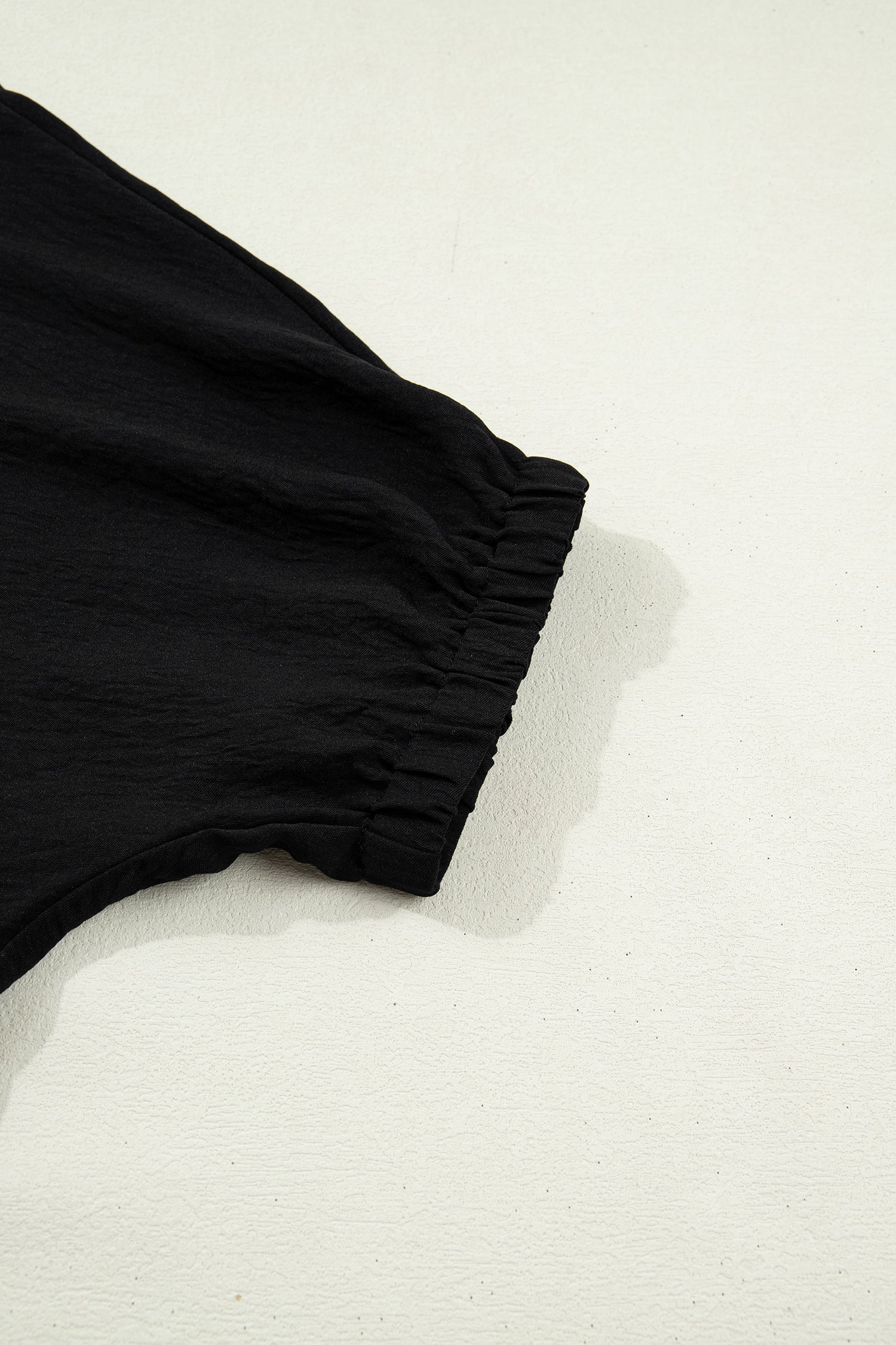 Black Dolman Half Sleeve Leopard Patchwork Trim V Neck Blouse