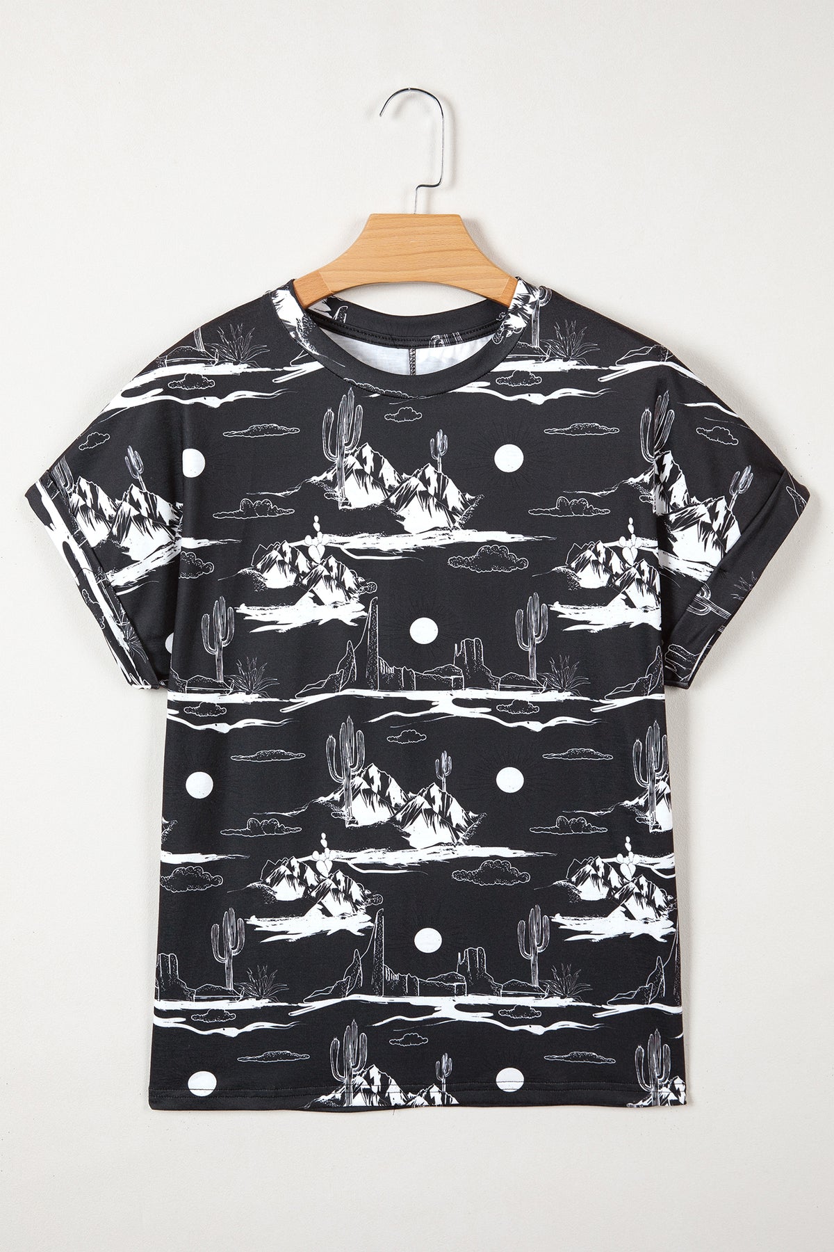 Chestnut Desert Sand Print Short Sleeve Knit Top