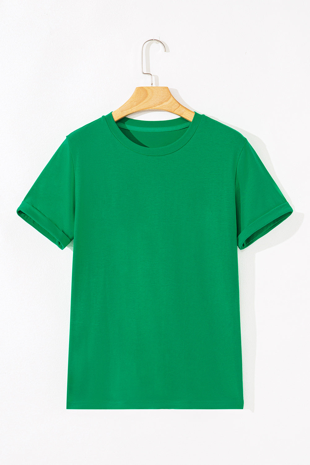 Dark Blue Casual Plain Crew Neck Tee