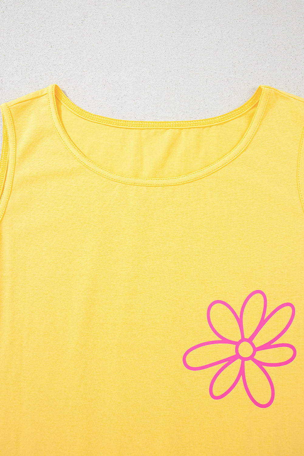 Yellow Cream Flower Graphic Casual Tank Top