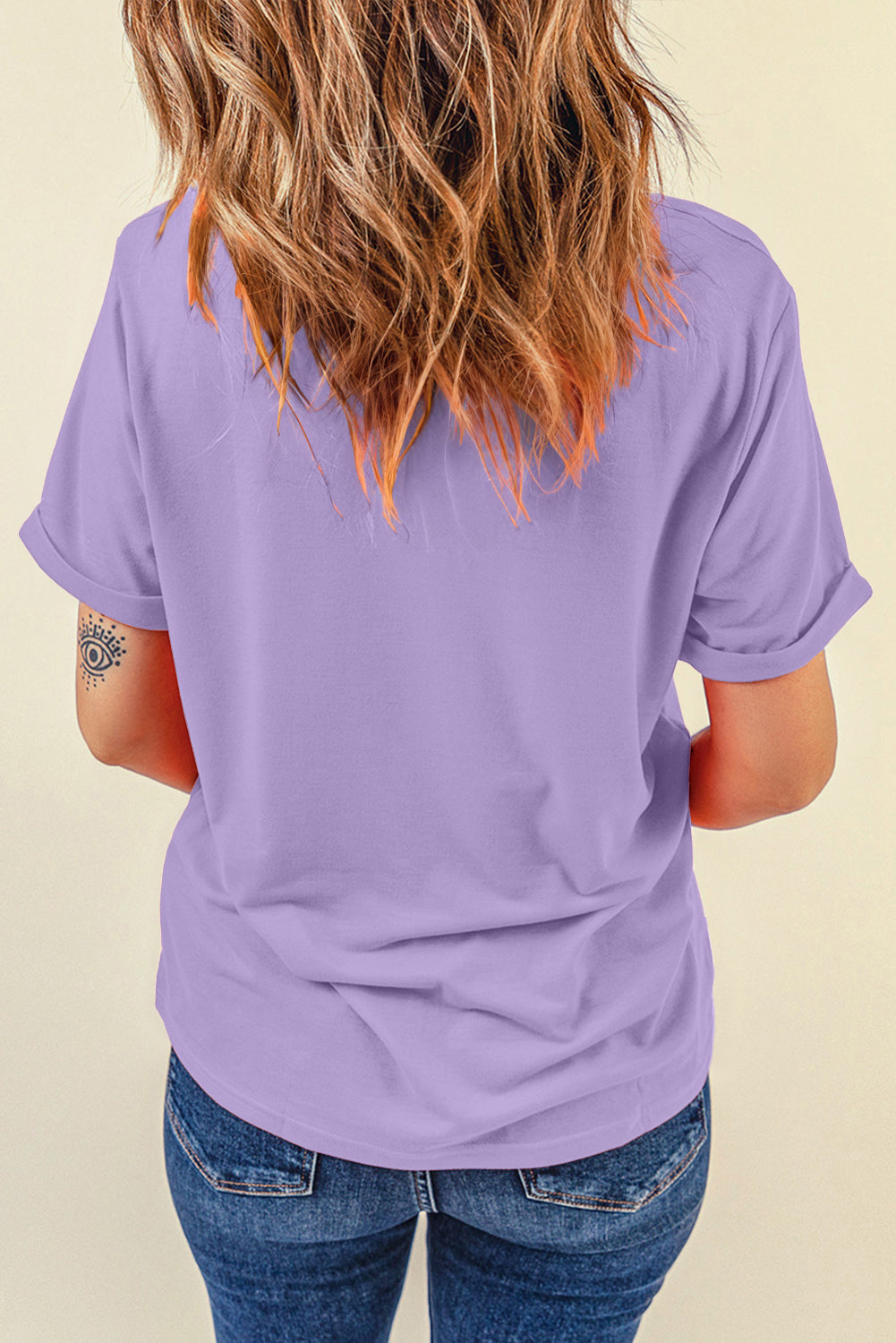 Dark Blue Casual Plain Crew Neck Tee