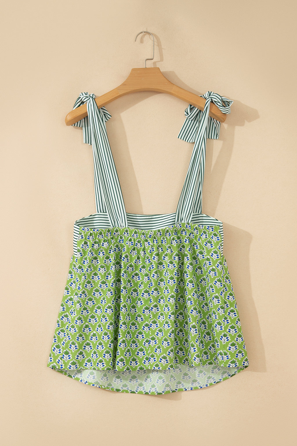 Pink Fashion Printed Knot Straps Babydoll Tank Top