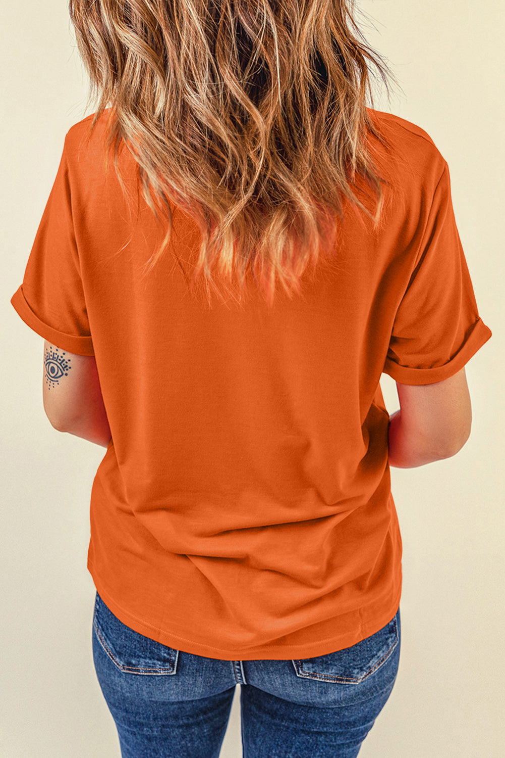 Dark Blue Casual Plain Crew Neck Tee