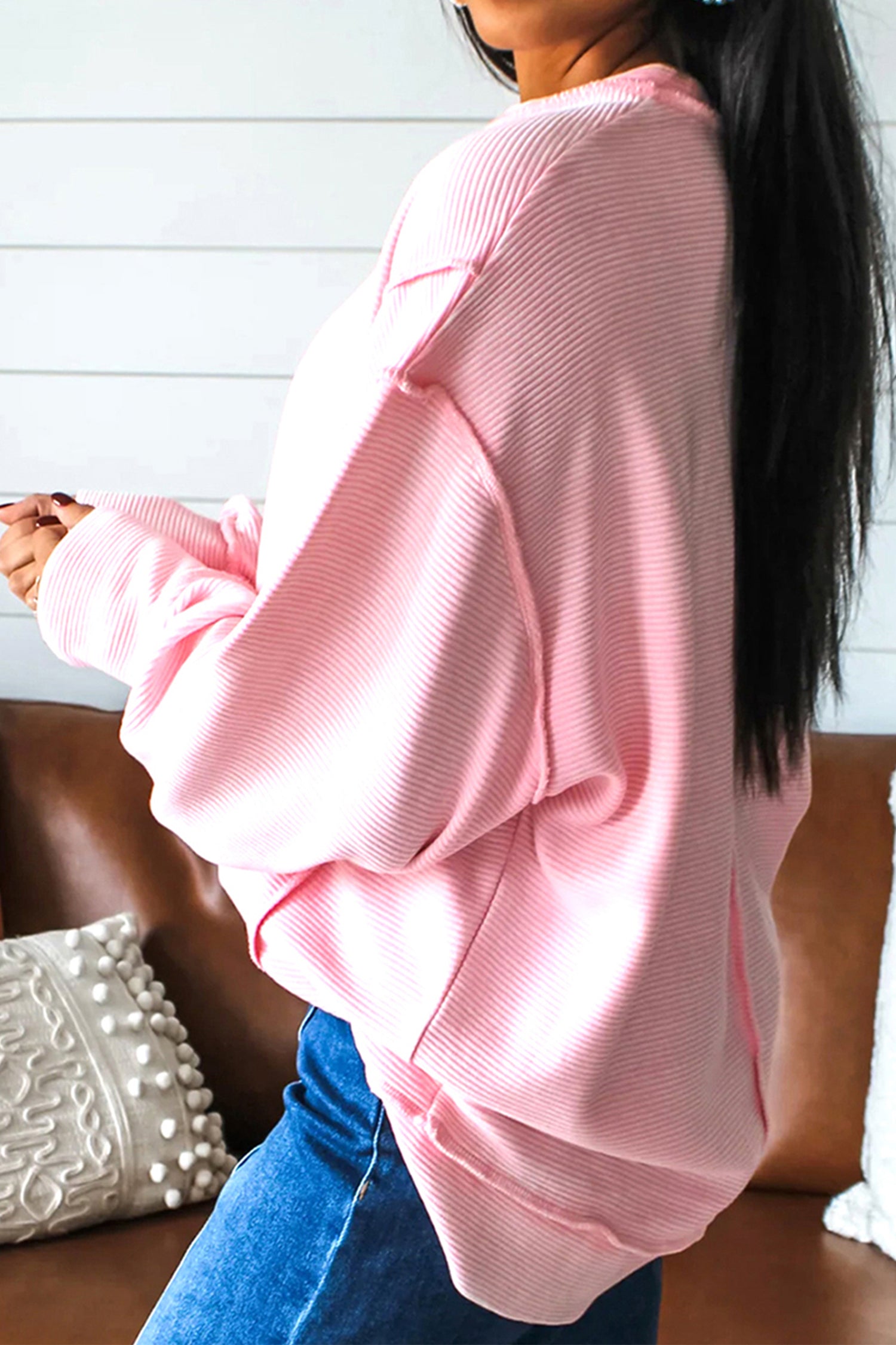 Pink you are so loved Valentines Day Bow Embroidered Graphic Pullover Top