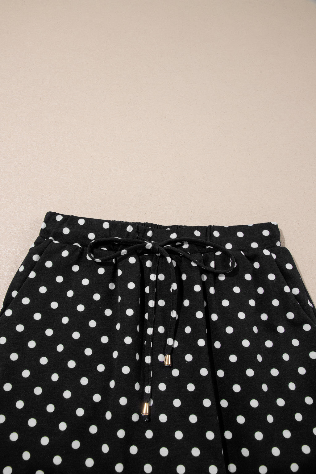 Sachet Pink Polka Dot Drawstring Casual Mini Skort