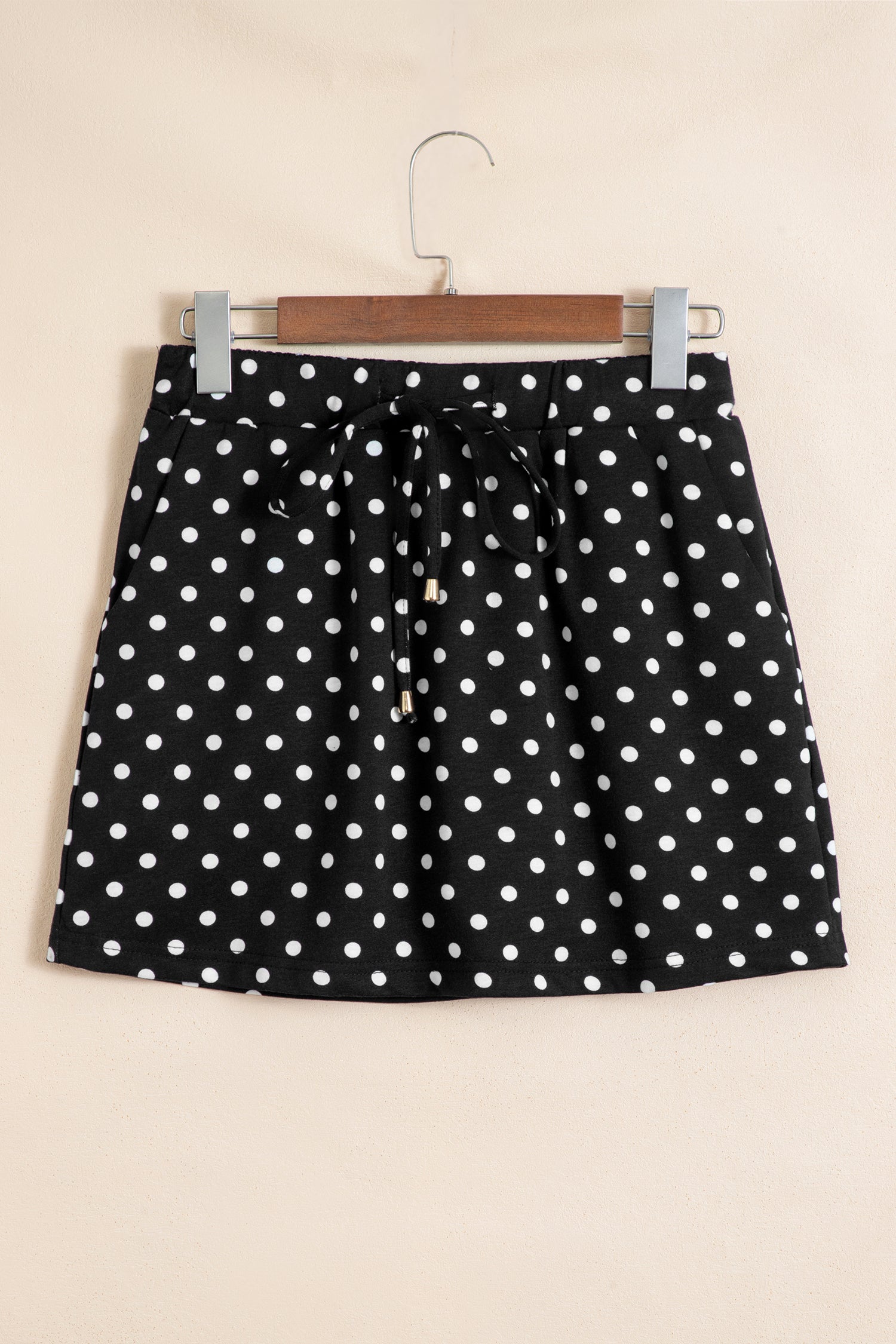 Sachet Pink Polka Dot Drawstring Casual Mini Skort