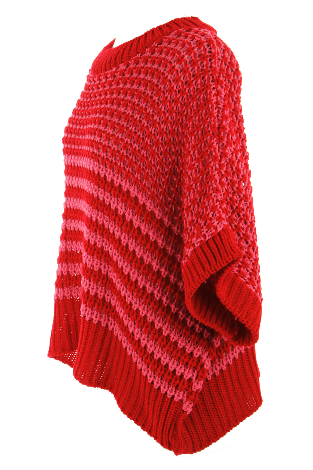 Red Stripe 3/4 Draped Sleeve Slouchy Sweater