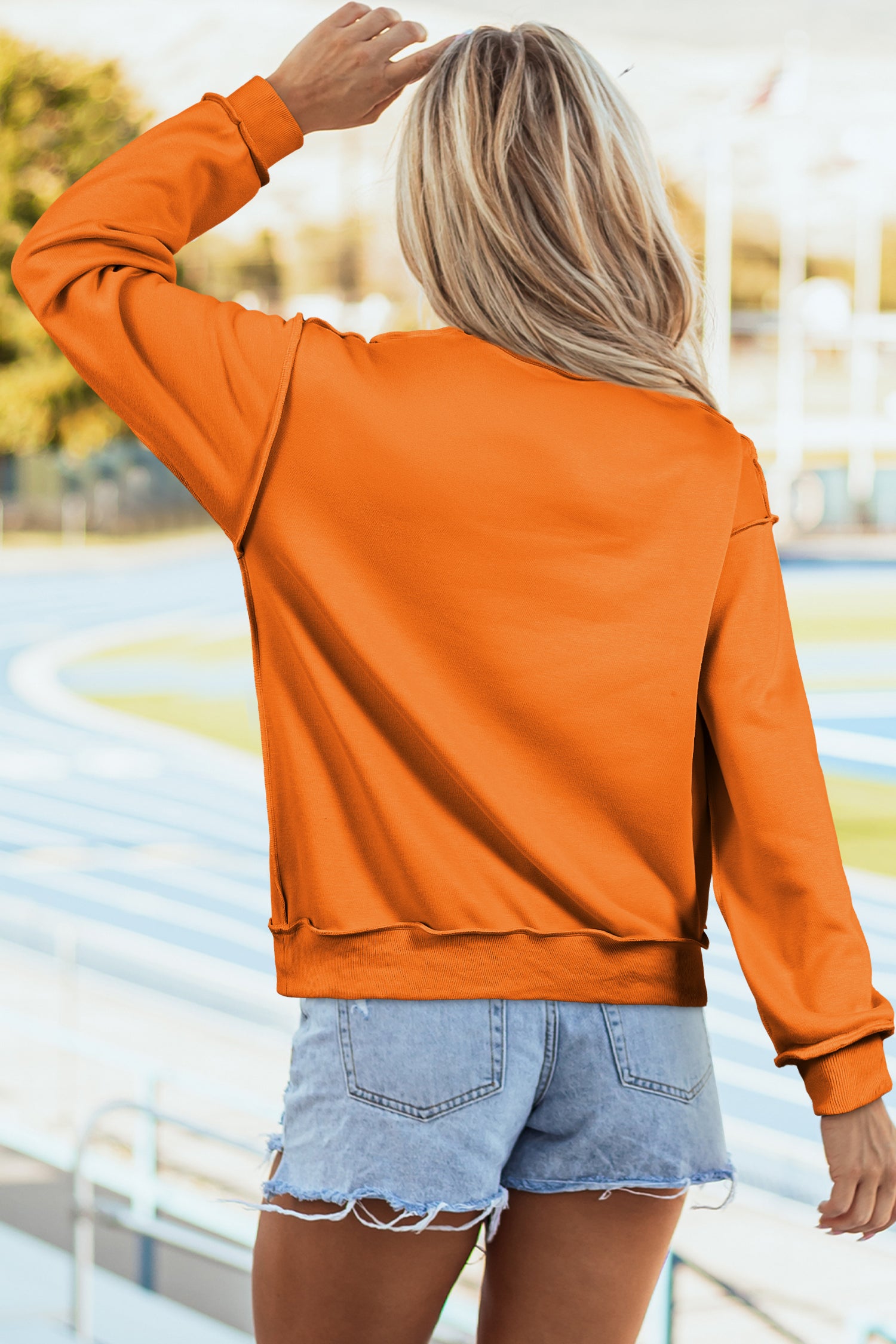 Red Dahlia Oversize Drop Shoulder Reversible Mock Neck Sweatshirt