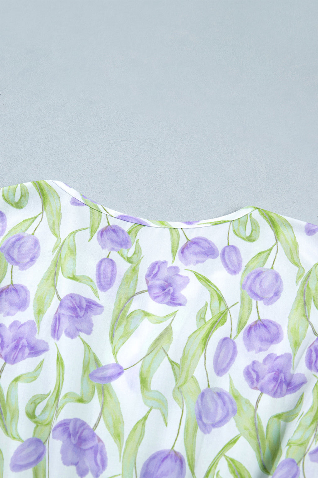 Purple Tulip Floral Print Contrast Trim Midi Dress