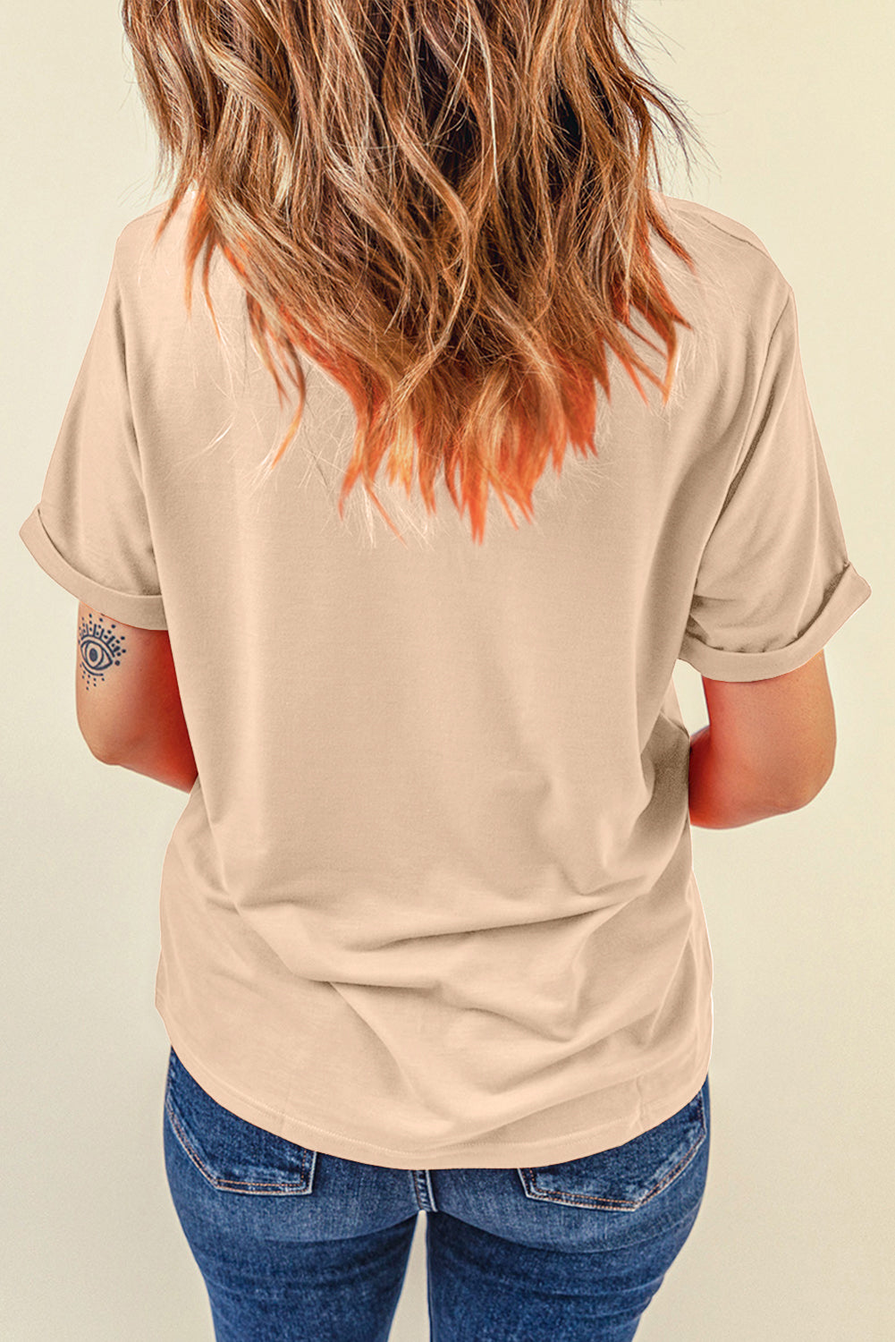 Dark Blue Casual Plain Crew Neck Tee