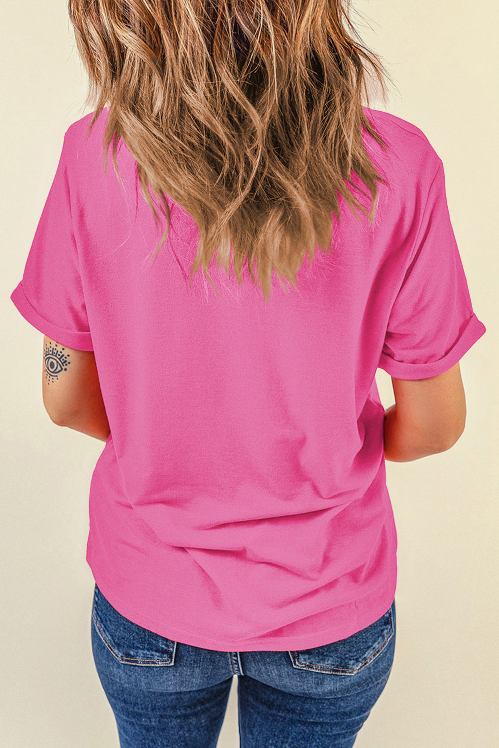 Dark Blue Casual Plain Crew Neck Tee