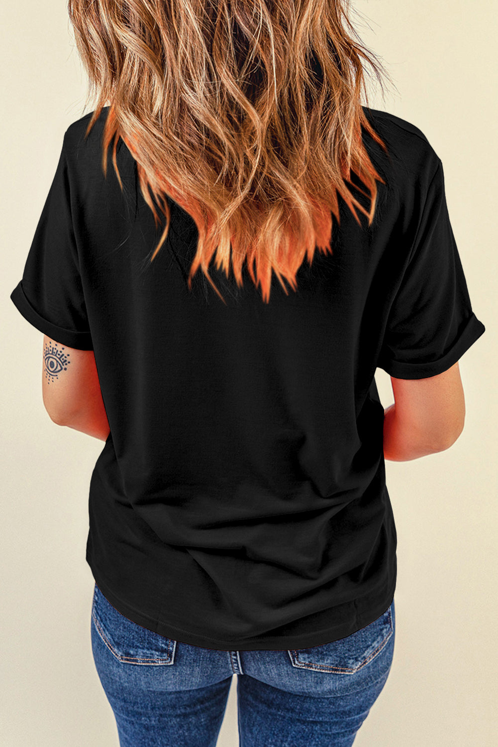 Dark Blue Casual Plain Crew Neck Tee