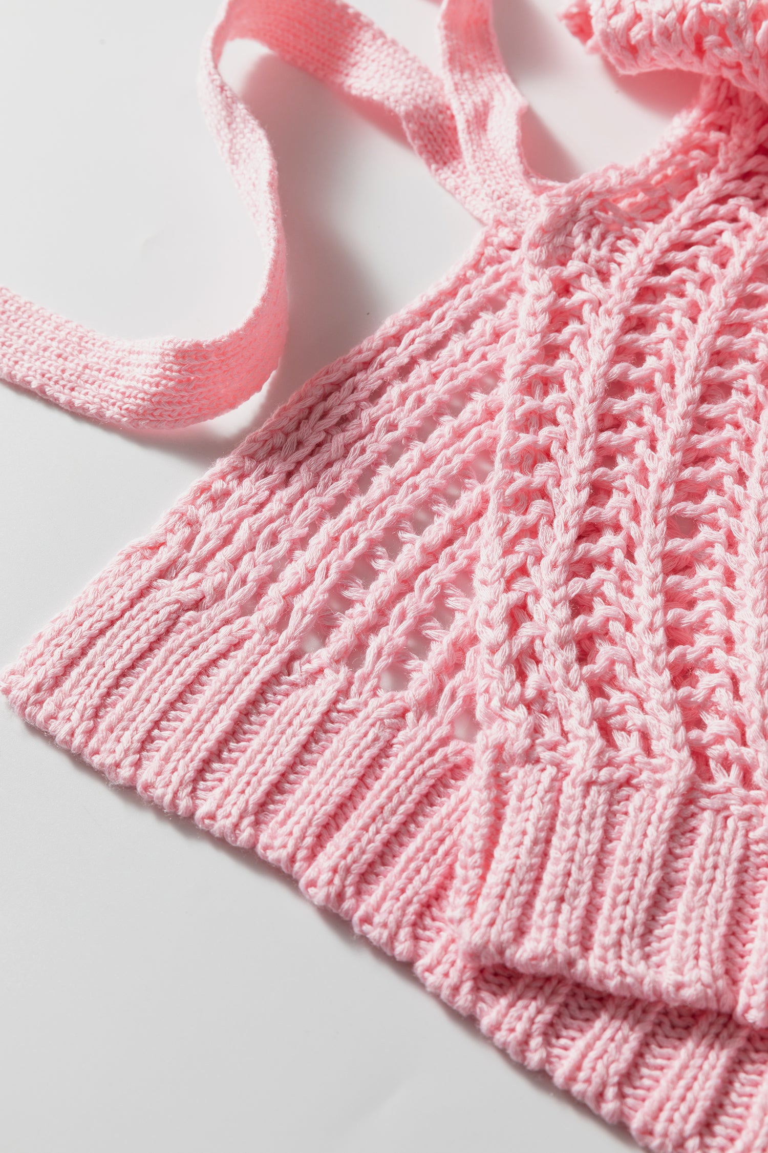 Pink Plus Size Open Knit Bow Tie Short Sleeve Sweater