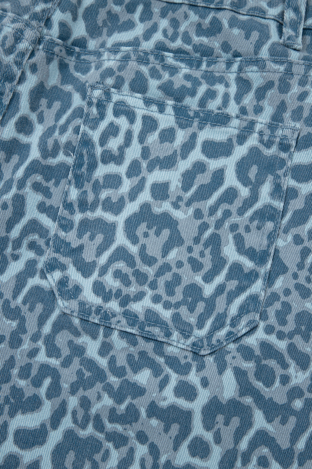 Sky Blue Leopard Frayed Edge Wide Leg High Waist Jeans