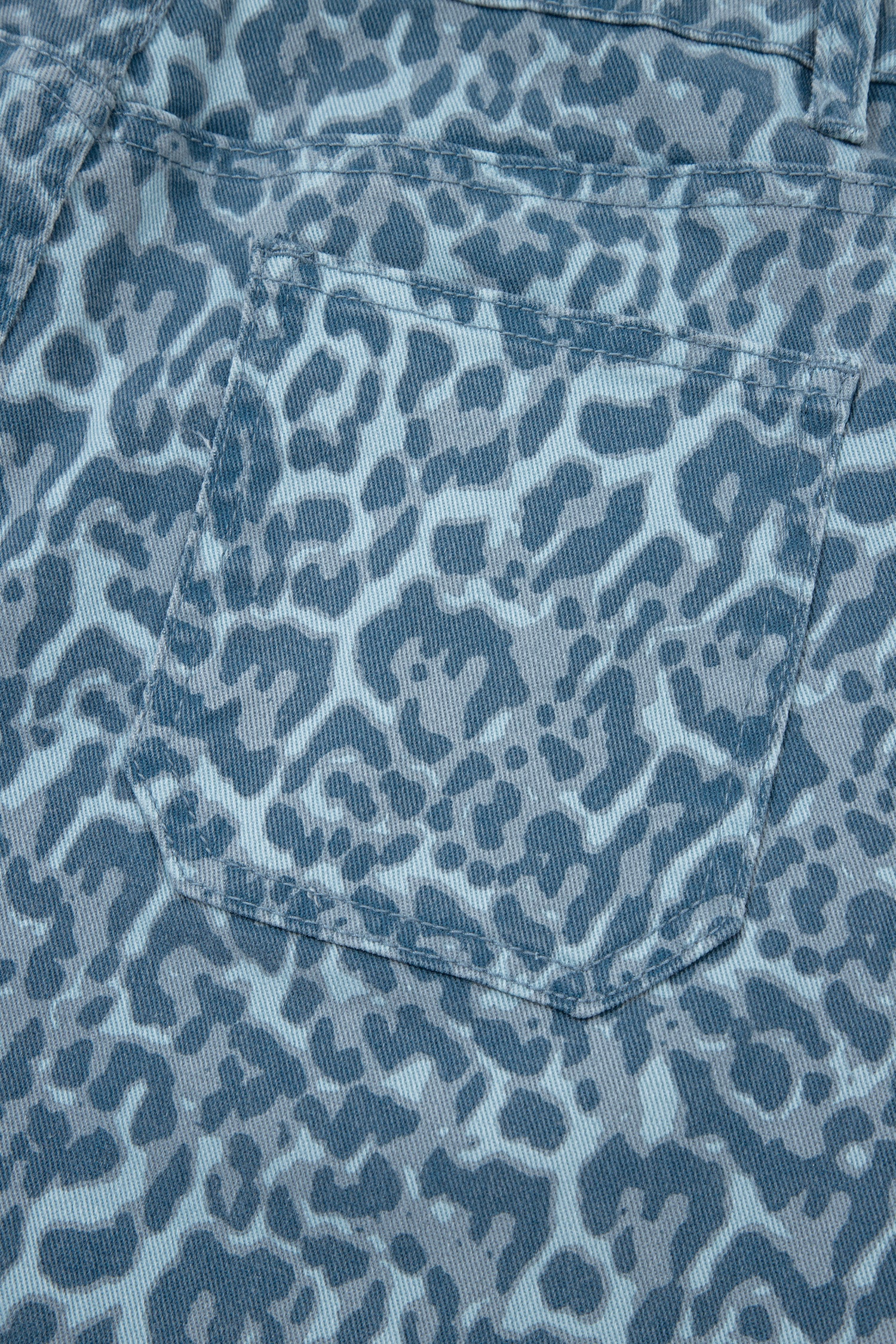 Sky Blue Leopard Frayed Edge Wide Leg High Waist Jeans