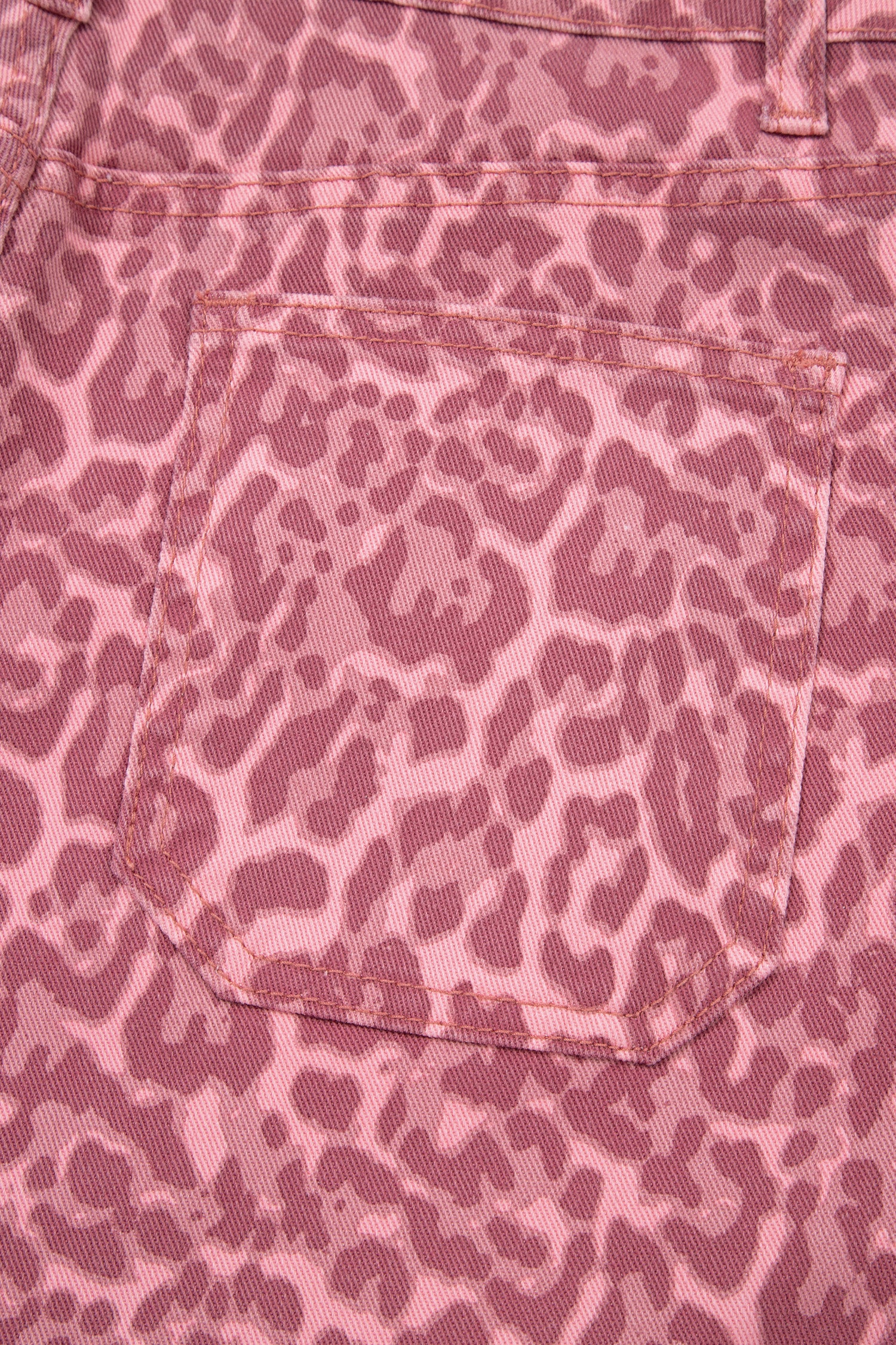 Rose Leopard Frayed Edge Wide Leg High Waist Jeans